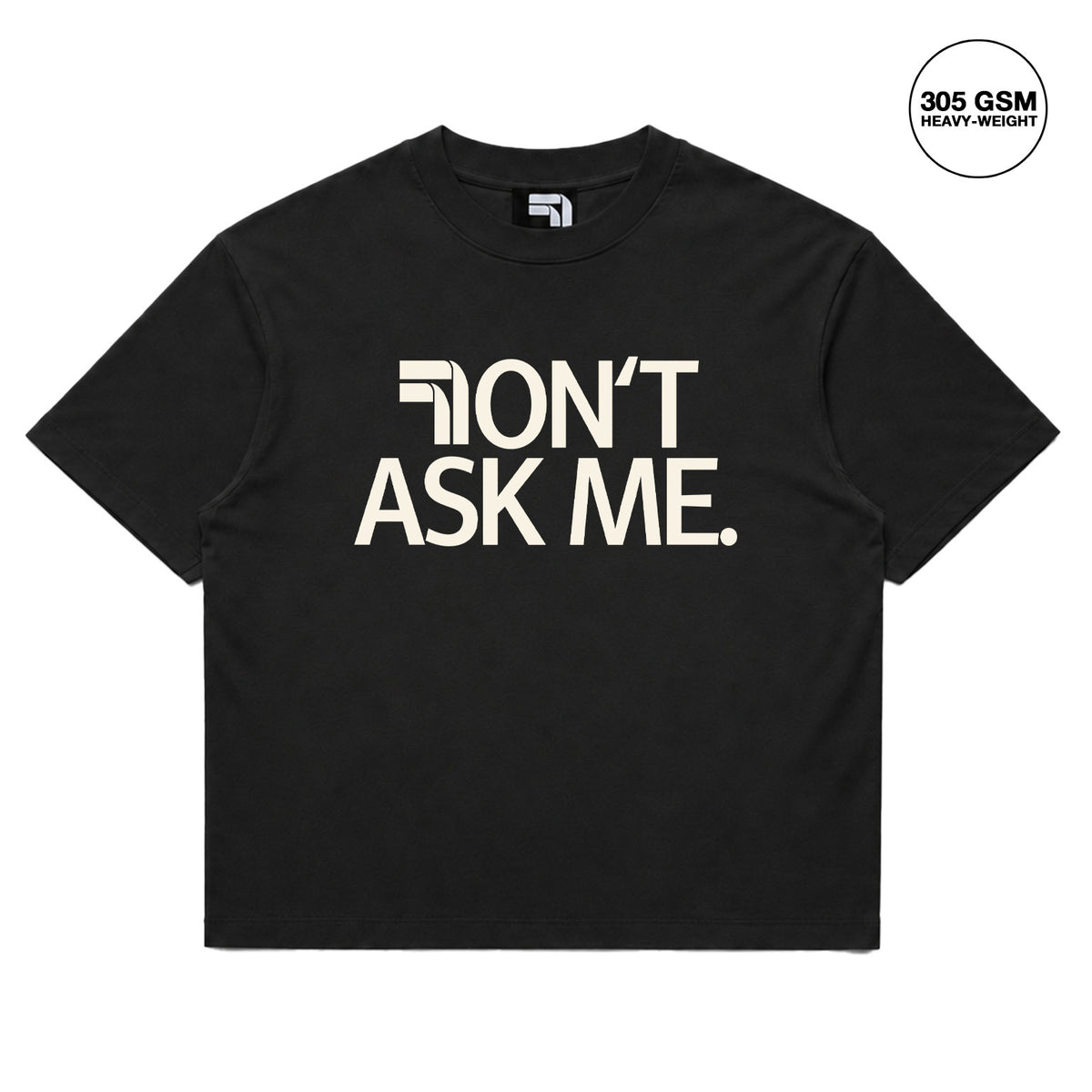 DOUBLE SEVEN Don't Ask Me T-Shirt (Ash Black/Cream) - front