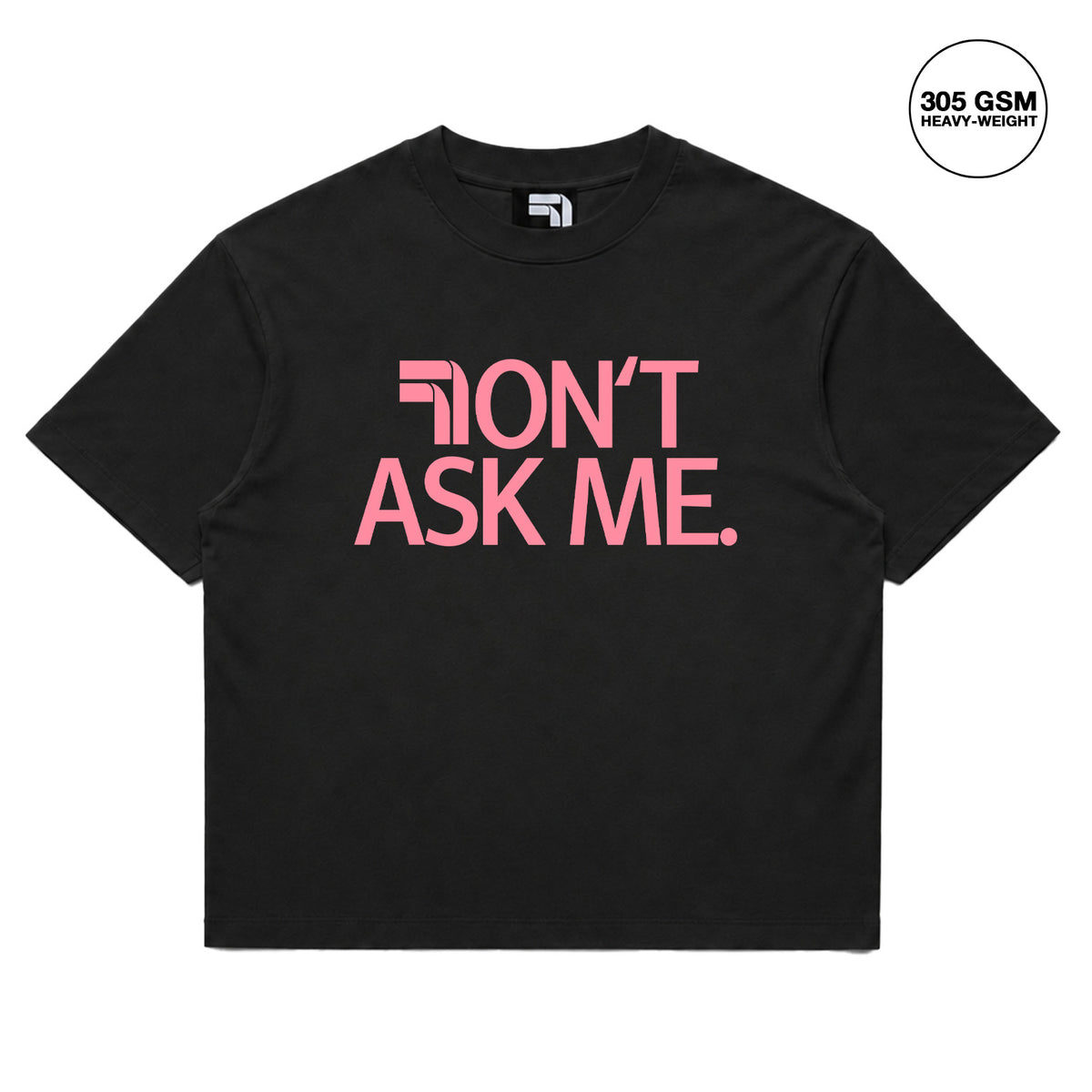 DOUBLE SEVEN Don't Ask Me T-Shirt (Ash Black/Pink) - front