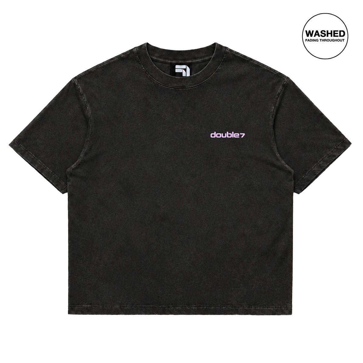 DOUBLE SEVEN Script Logo T-Shirt (Washed Black) - front