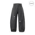 Double 7 Asute-Dyed Washed Curved Damaged Pants (Dark Grey)