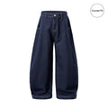 Double 7 Baggy Washed Curved Denim Jeans (Dark Blue)