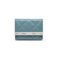 Matin Kim Quilted Metal Logo Card Wallet (Blue)