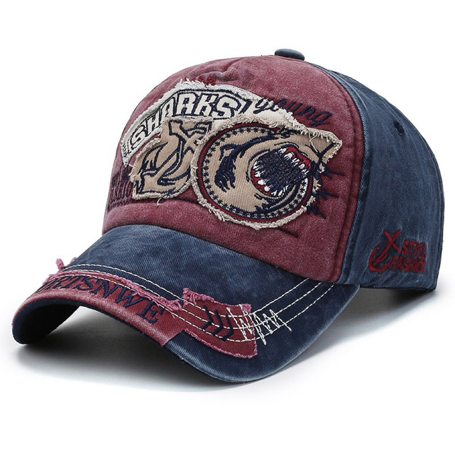 Sportsnwe Sharks Embroidery Washed Cap – Double 7 Official