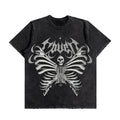 Gothic Skull Oversized Washed T-Shirt (Preorder)