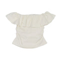 Double Muse Ruffle Collar Shoulder Pleated Slim Tee