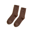 Smiley Maillard Embroidery Long Socks