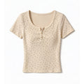 Double Muse U-Collar Floral Slim Tee