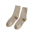 Smiley Maillard Embroidery Long Socks