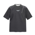 Diagonal Zip Oversized Printed T-Shirt