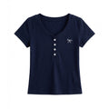 Double Muse Ribbon Embroidered V-Neck Tee