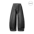 Double 7 Baggy Washed Curved Denim Jeans (Black)