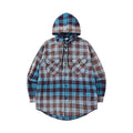 Inflation Gradient Faded Hooded Plaid Shirt