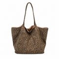 Double Muse Leopard Print Canvas Tote Bag