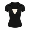 Double Muse Faux Layer Polo Top