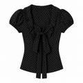 Double Muse Coquette Polka Dot Top
