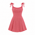 Double Muse Cherry Plaid Mini Dress