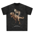 Dinosaurs & Wolves Oversized Washed T-Shirt (Preorder)