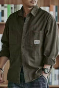 Long Sleeve Kargo Casual Washed Shirt