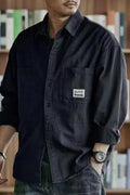 Long Sleeve Kargo Casual Washed Shirt