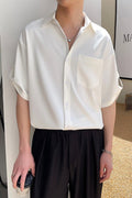 Ins Poket Button Up Cuban Shirt