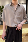 Ins Poket Button Up Cuban Shirt