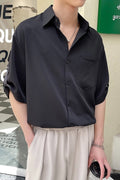 Ins Poket Button Up Cuban Shirt