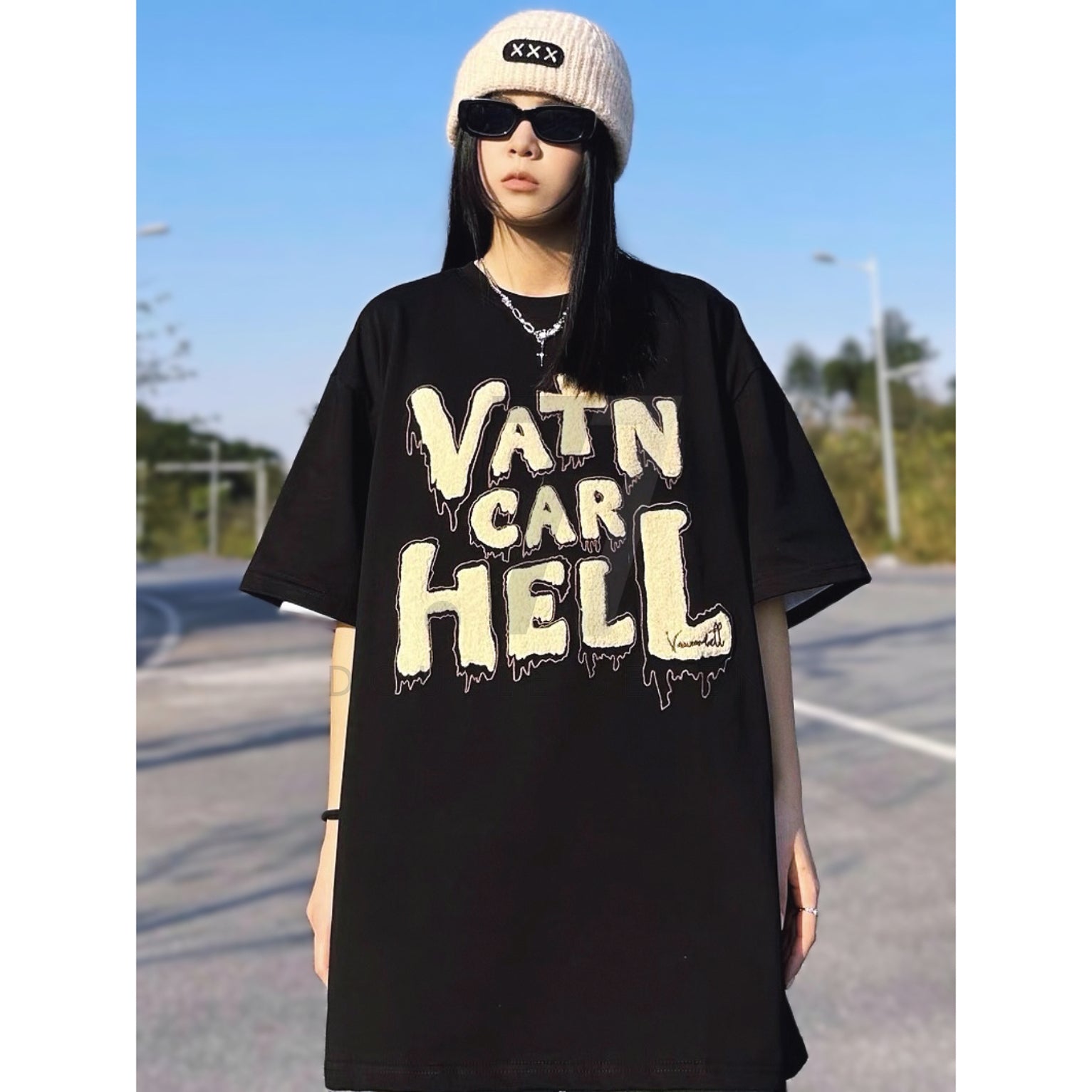 Vancarhell 黒 Tシャツ サイズＬ VANCARHELL Gothic Embroidered T-Shirt | Parallel