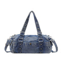 Double Muse Denim Biker Shoulder Bag