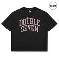 DOUBLE SEVEN Collegiate Logo T-Shirt (Ash Black/Pink)