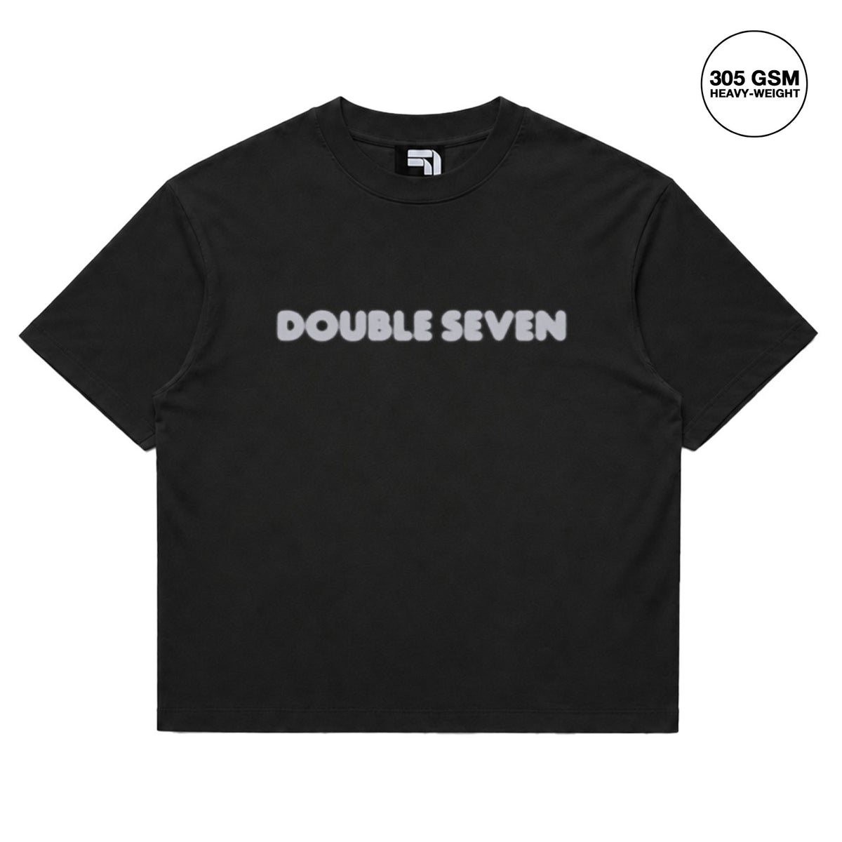 DOUBLE SEVEN Blurred Logo T-Shirt (Ash Black) - front