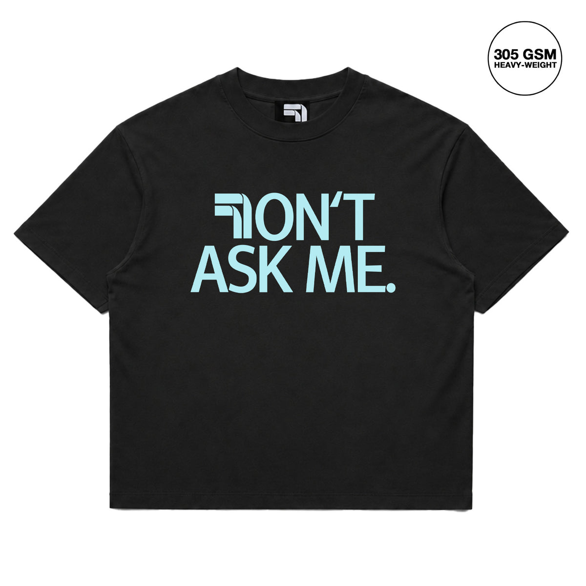 DOUBLE SEVEN Don't Ask Me T-Shirt (Ash Black/Blue) - front