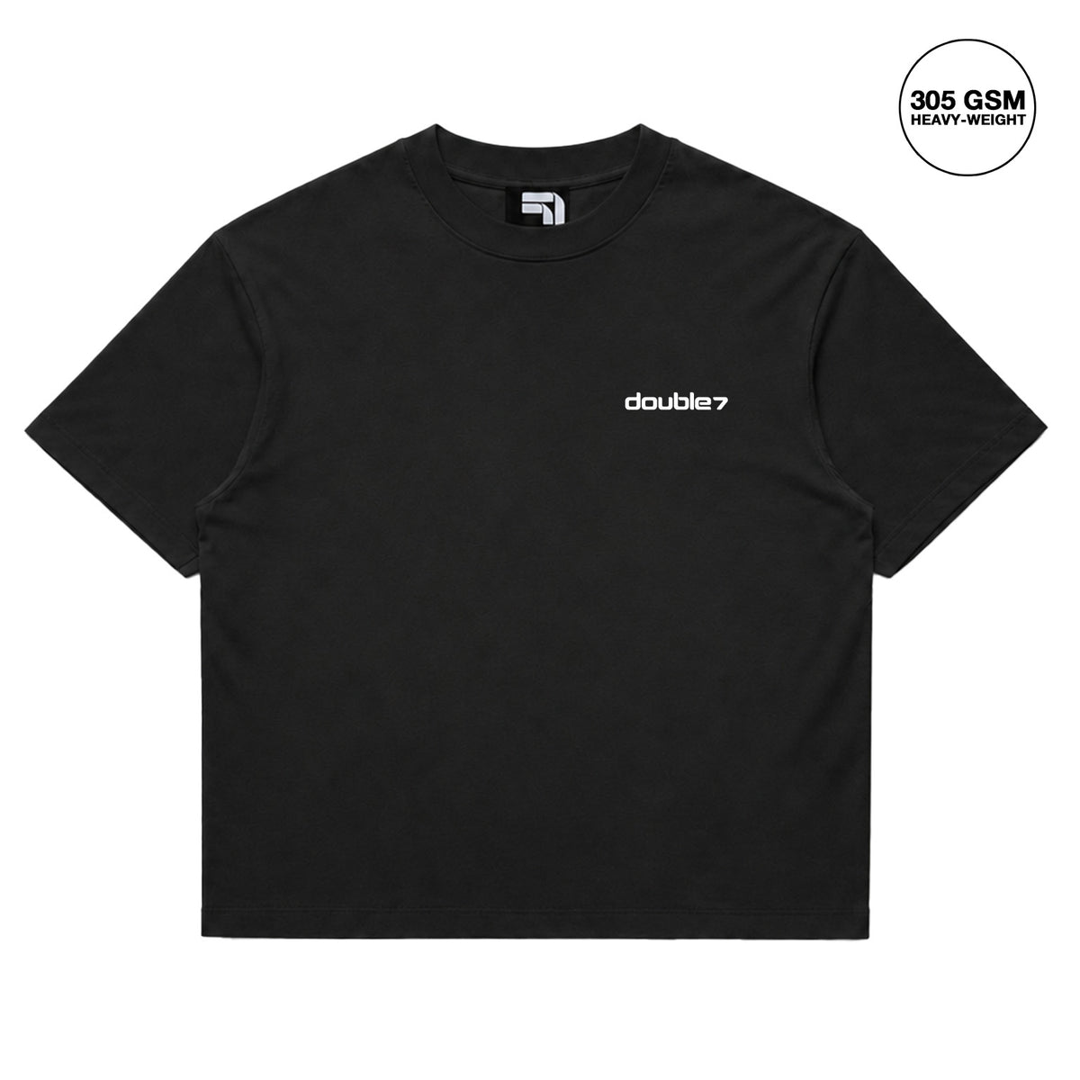 DOUBLE SEVEN Script Logo T-Shirt (Ash Black) - front
