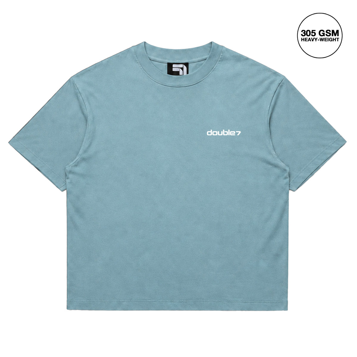 DOUBLE SEVEN Script Logo T-Shirt (Dust Blue) - front